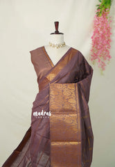Mauve Brown - Subbulakshmi - Sungudi 100 Count Saree Velthari body Peacock Big Border with Blouse Combo - Best for Casual Wear | Summer Wear | Temple visit