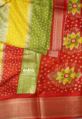 Multicolor - Meenakari printed silk multi color with foil prints