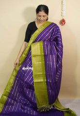 Royal Purple - Meenakari prints silk with banarasi blouse combo