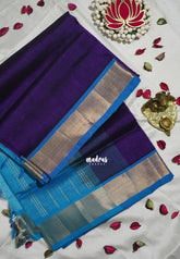 Royal Purple - Meenakshi - Light Weight Pure Silk Cotton Saree Plain with Getti Border Contrast Pallu and Blouse - Perfect for Wedding Functions