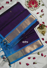 Rich Purple - Meenakshi - Light Weight Pure Silk Cotton Saree Getti Border with Buttas Contrast Pallu and Blouse - Perfect for Wedding Functions