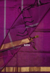 Golden Ivory - Meenakshi - Light Weight Pure Silk Cotton Saree Plain with Small Getti Border Contrast Pallu and Blouse - Perfect for Wedding Functions