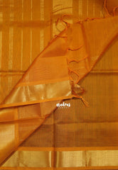 Coffee Powder Brown - Meenakshi - Light Weight Pure Silk Cotton Saree Plain with Getti Border Contrast Pallu and Blouse - Perfect for Wedding Functions