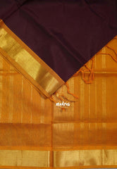 Coffee Powder Brown - Meenakshi - Light Weight Pure Silk Cotton Saree Plain with Getti Border Contrast Pallu and Blouse - Perfect for Wedding Functions