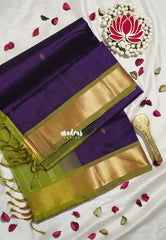 Jamun Purple - Meenakshi - Light Weight Pure Silk Cotton Saree with Getti Border Contrast Pallu and Blouse - Perfect for Wedding Functions