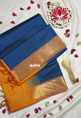 Peacock Blue - Meenakshi - Light Weight Pure Silk Cotton Saree Checks with Getti Border Contrast Pallu and Blouse - Perfect for Wedding Functions
