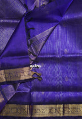Lavender Blue - Meenakshi - Light Weight Pure Silk Cotton Saree Yanai, Mayil Border with Buttas Contrast Pallu and Blouse - Perfect for Wedding Functions