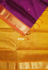 Magenta Purple - Meenakshi - Light Weight Pure Silk Cotton Saree with Getti Border Contrast Pallu and Blouse - Perfect for Wedding Functions