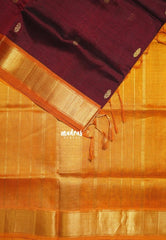 Araku Maroon - Meenakshi - Light Weight Pure Silk Cotton Saree with Getti Border Contrast Pallu and Blouse - Perfect for Wedding Functions