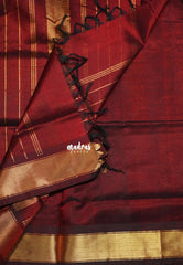 Majestic Maroon - Meenakshi - Light Weight Pure Silk Cotton Plain Saree with Getti Border - Perfect for Wedding Functions