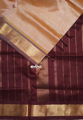 Golden Shade Antique Peach - Meenakshi - Light Weight Pure Silk Cotton Saree with Getti Border Contrast Pallu and Blouse - Perfect for Wedding Functions
