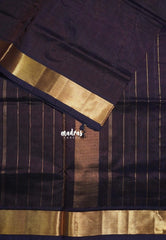 Dual Shade Dark Chocolate - Meenakshi - Light Weight Pure Silk Cotton Plain Saree with Getti Border - Perfect for Wedding Functions