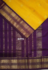 Mango Yellow - Meenakshi - Light Weight Pure Silk Cotton Saree Mayil Border with Contrast Pallu and Blouse - Perfect for Wedding Functions