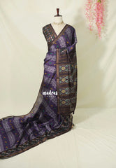 Muted Purple - Ananya - Soft Mangalore Silk Saree Metallic Shades with Patola Prints - Perfect for Office Wear | Casual Wear