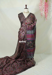 Muted Mauve Pink - Ananya - Soft Mangalore Silk Saree Metallic Shades with Kalamkari Prints - Perfect for Office Wear | Casual Wear