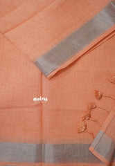 Peach Orange - Mia - Soft linen cotton with tissue border and printed blouse