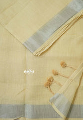 Beige - Mia - Soft linen cotton with tissue border and printed blouse