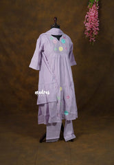 Pastel lavender - Aavani - Mul Chanderi Delicate multicolor embroidery Kurta Set with Dupatta - Best for Festive gatherings