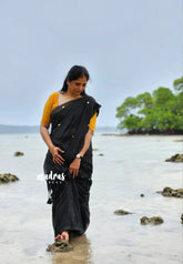 Midnight Black - Soft Mul Cotton Saree with Gini work - Best for Summer | Casual Wear