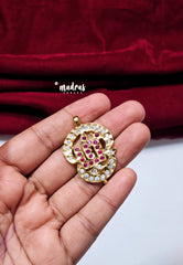 Pure Aimpon White & Ruby Tamil Om Vel Murugan Dollar (Only Dollar) - Premium quality