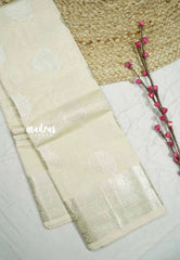 Durga - Banarasi Muslin silk with silver border and rich blouse - Mild Beige