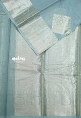 Durga - Banarasi Muslin silk with silver border and rich blouse - Grey