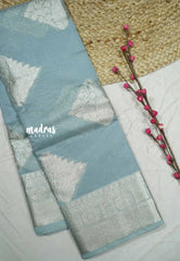 Durga - Banarasi Muslin silk with silver border and rich blouse - Grey