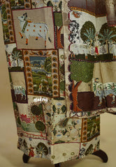 Amitha – Ivory Beige Muslin silk hand stithced full work indian art depiction salwar suit set