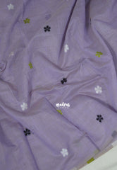 Creamy Lilac - Muslin Silk with Thread Weaving Pallu and Border with Floral Buttas - Perfect for Office Wear
