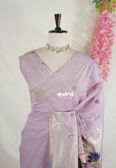 Creamy Lavender - Soft Muslin Silk Saree with Paithani Weaving Pallu and Border - Best for Festive Celebrations | Casual Wear