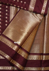 Coffee Brown - Narayani - Organza silk with Rettapet Border
