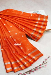 Sunset spark Orange - Soft Organza silk with zari weaving with small zari border