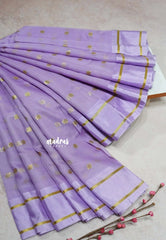 Lavender Blooms - Soft Organza silk with zari weaving with small zari border