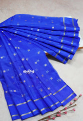 MS Blue - Soft Organza silk with zari weaving with small zari border
