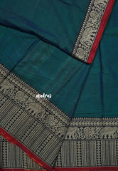 Dual Shade Teal Green - Andal – Narayanpet Silk Cotton with Thread Weaving Border - Perfect for Regular Wear