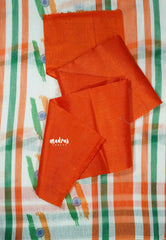 White - August 15 Special TRI COLOR NATIONAL FLAG Linen Cotton saree with raw silk blouse