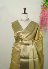 Ahaana - Nita Ambani inspired semi silk with emboss weaving plain border - Pure gold