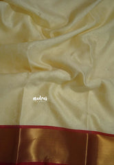 Ivory Cream - Ahaana - Nita Ambani inspired semi silk with emboss weaving body getti border - Best for Weddings