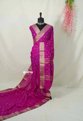 Fuchsia Pink - Narayani - Organza silk with Zari Border