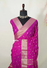 Fuchsia Pink - Narayani - Organza silk with Zari Border