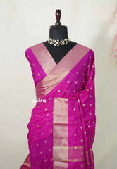 Fuchsia Pink - Narayani - Organza silk with Zari Border