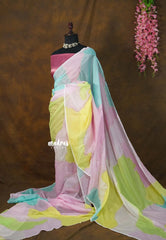 Dreamy Rainbow - Soft Organza Silk with Silk Blouse - Perfect for Evening Functions