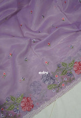 Soft Lilac Glow - Fine Quality Organza Silk Saree Embroidery with Scallop Border - Best for Engagements / Haldi / Reception