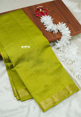 Sap green - Lightweight Semi tussar saree wtih leaf border - Raaga