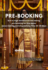 (PRE-BOOKING) Golden Ivory Sri Lakshmi Premium Semi Silk Saree with Floral Emboss Weave & Getti Border | Elegant Wedding Wear