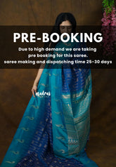 (PRE-BOOKING) Peacock Blue - Kanimozhi - Soft Silk Saree with Zari Stripes and Peacock Buttas - Perfect for Festive Wear