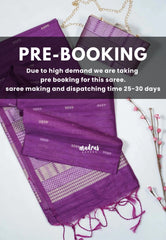 (PRE-BOOKING) Magenta Purple - Manjari - Free Clutch - Raw Silk Saree Ikkat Weaving with Pallu and Blouse - Best for Small Functions