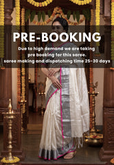 (PRE-BOOKING) Silver Ivory - Vani Bhojan - Soft Tissue khadi - Perfect for Haldi / Mehendi / Reception
