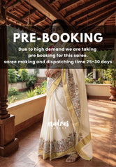 (PRE-BOOKING) Smt Nirmala sitharaman inspired Madhubani Handpainted south cotton with raw silk blouse combo - Pearl white