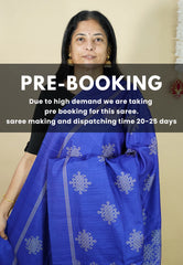 (PRE-BOOKING) MS Blue - Chithiram - Soft printed Paper Silk Saree with Kolam prints